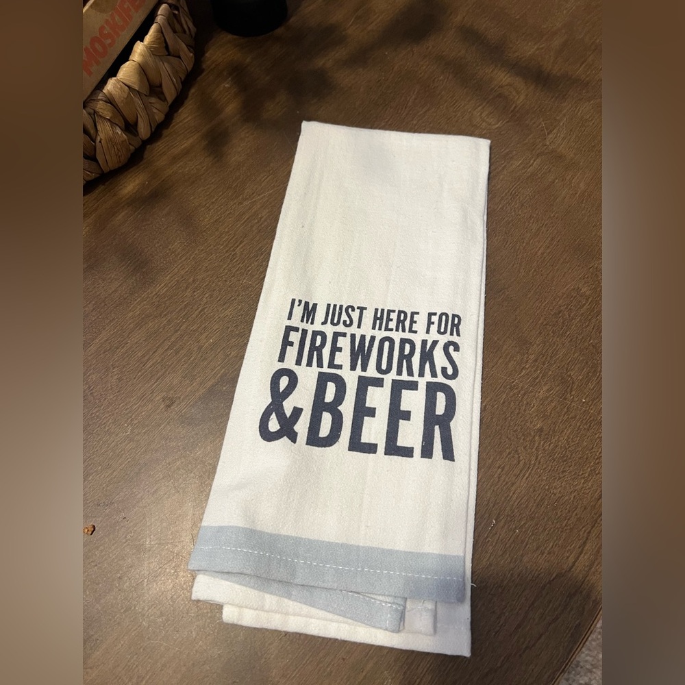 White Kitchen Towel with Fun Text